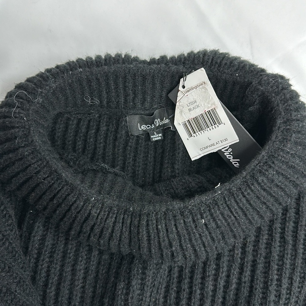 LEAVE & VIOLA Large Black Long Sleeve Sweater ~NWT - Picture 3 of 11